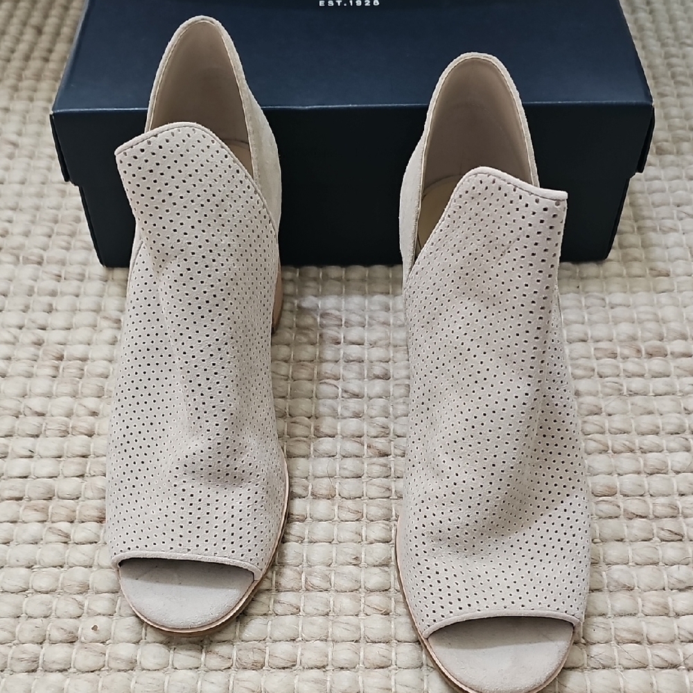 Cole Haan Stone Open Toe Ankle Boots with Textured Suede Elegance 8.5